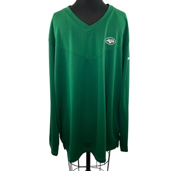 NIKE NFL New York Jets Green Long Sleeve V-Neckline Pullover Top Size 3XL NEW - Picture 1 of 12